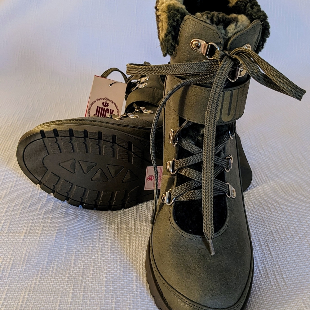 Juicy Couture Green Lace-Up Boots